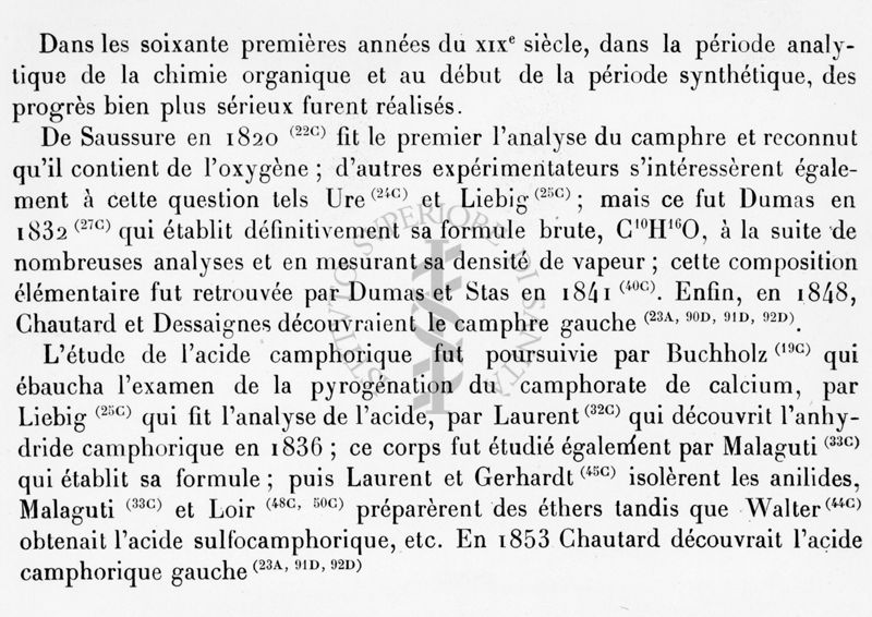 Stralcio dal libro "Camphre et res derives par R. Cornubert"