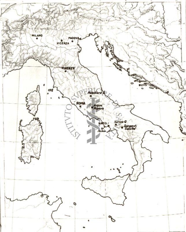 Carta d'Italia con le località e sorgenti trattate