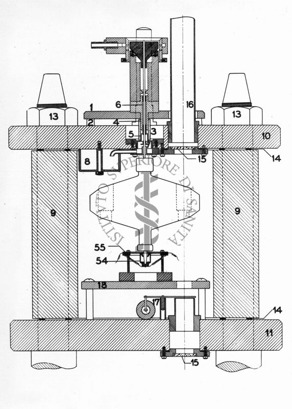 Ultracentrifughe: sezione verticale dell'ultra centrifuga (Bauer e pickels)