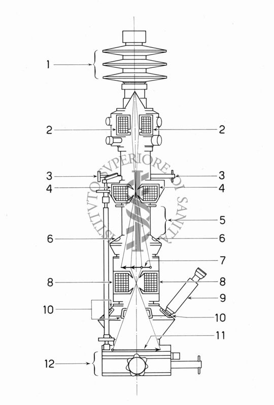 Schema di un microscopio elettronico