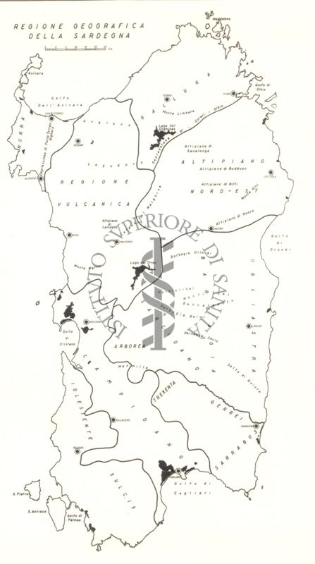 Regione geografica della Sardegna. Zone da bonificare mediante il D.D.T.