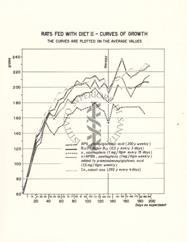 Curve dei pesi di ratti carenti di acido folico