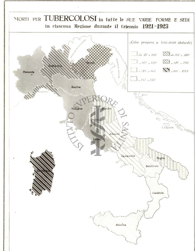 Cartogrammi riguardanti la mortalità per tubercolosi in tutte le sue forme negli anni 1888 e 1908