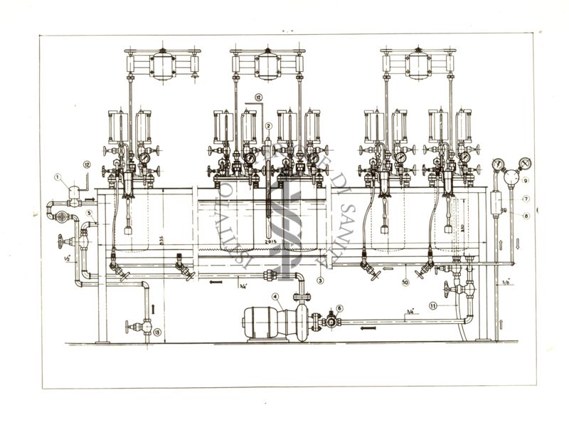 Schema di un gruppo di fermentatori da 10 litri di un impianto pilota dell'Istituto Superiore di Sanità
