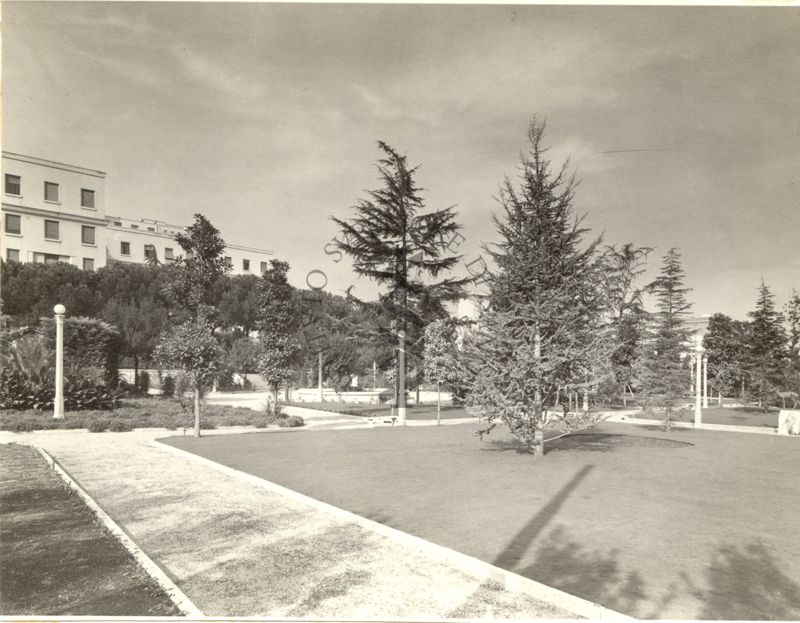 Immagine di un angolo del giardino dell'Istituto Superiore di Sanità