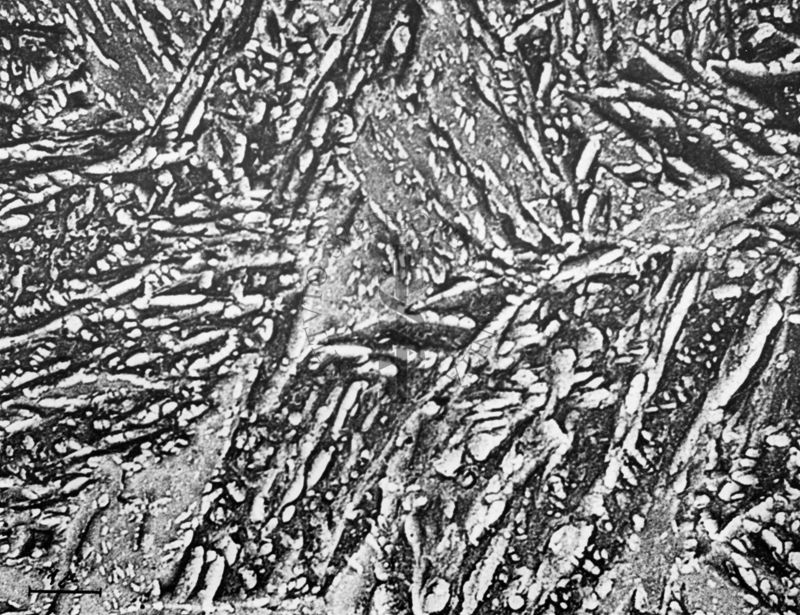 Osservazioni al microscopio elettronico a trasmissione della replica della superficie di un metallo. La deposizione ad un angolo di 45° di atomi pesanti produce la cosiddetta "ombratura" che mette in risalto le strutture di superficie ed offre una immagine in rilievo.