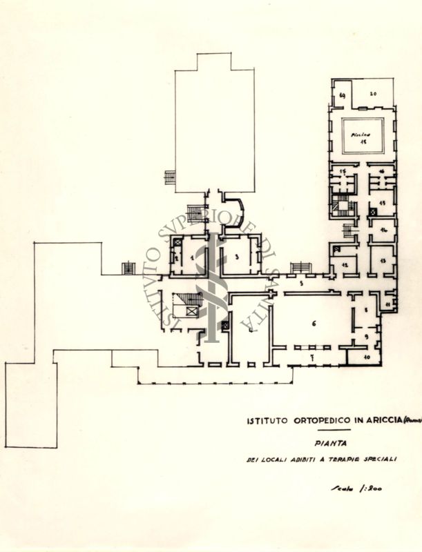 Istituto Ortopedico "Luigi Spolverini" di Ariccia - Pianta dei locali adibiti a terapie speciali