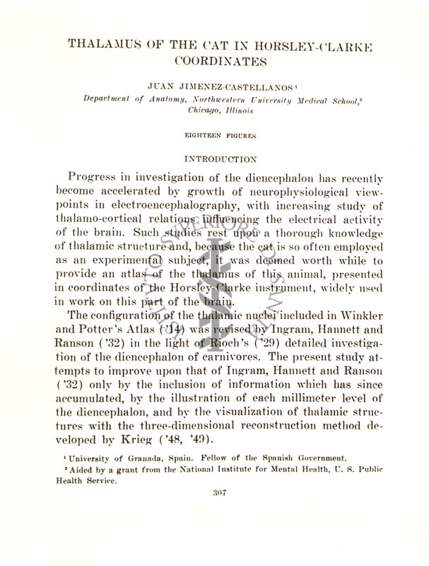 Prima pagina di un articolo dalla Rivista Journal of Comparative Neurology