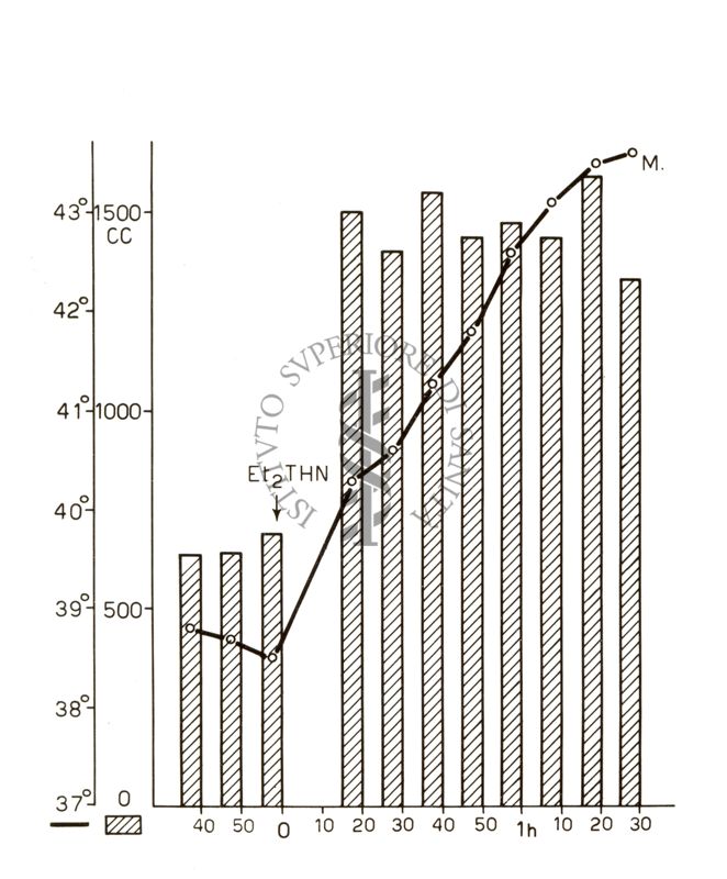 Diagramma riguardante l'azione iperemizzante di Etil - Thn