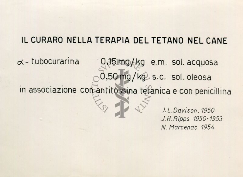 Il curaro nella terapia del tetano del cane