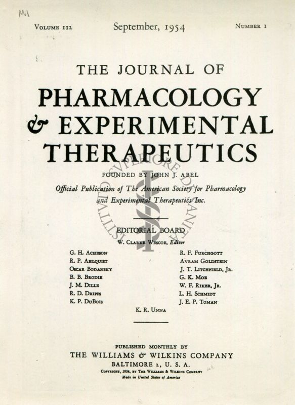 The Chemical Measurement of Histamine in Blood  Plasma and cells. - dal Vol. "The Journal of Pharmacology experimental Therapeutics". Vol. 112 Anno 1954