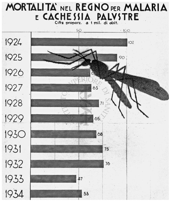 Diagramma riguardante la mortalità nel Regno per malaria e cachessia palustre