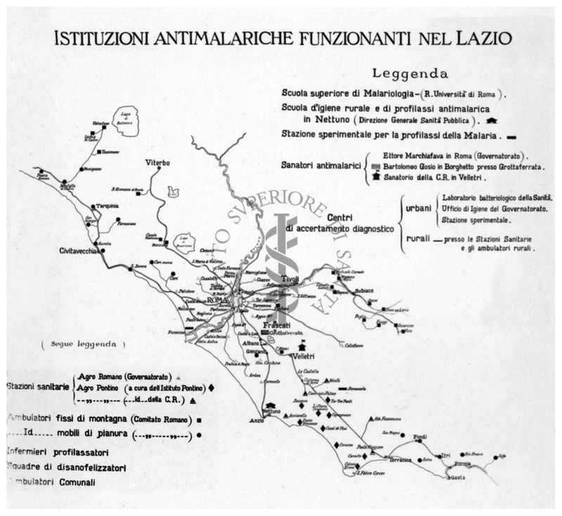 Grafico riguardante le Istituzioni Antimalariche funzionanti nel Lazio