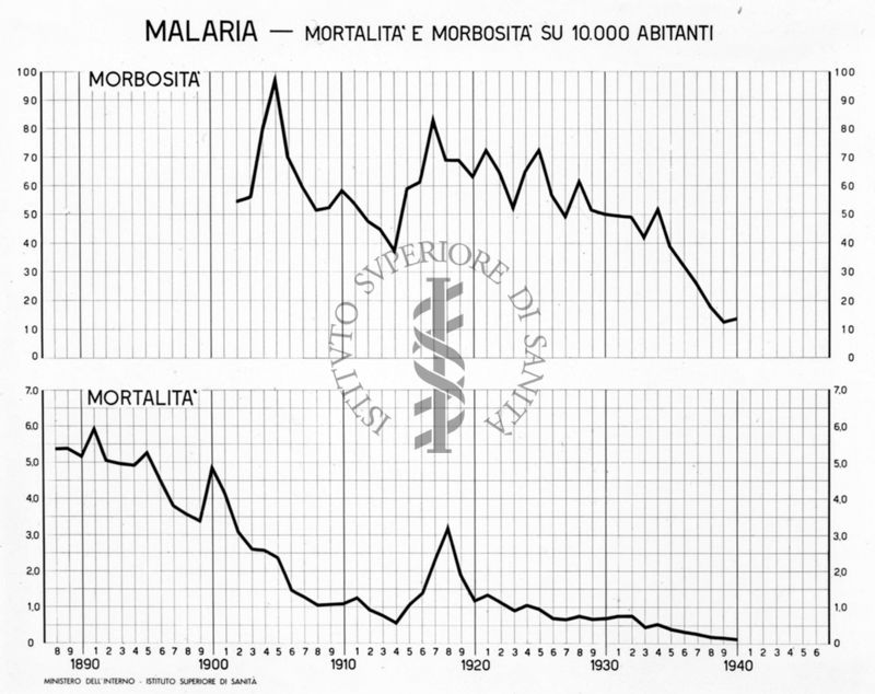 Diagramma riguardante la mortalità e morbosità su 10.000 abitanti