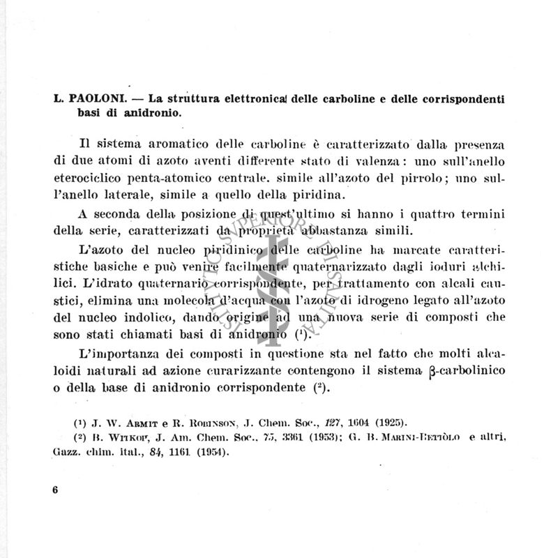 La struttura elettronica delle carboline e delle corrispondenti basi di anidronio