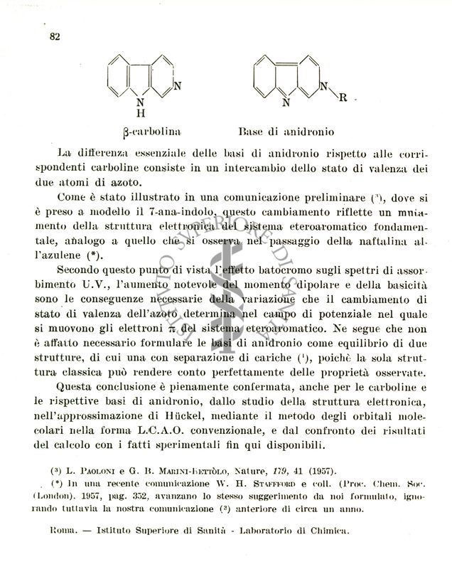 La struttura elettronica delle carboline e delle corrispondenti basi di anidronio