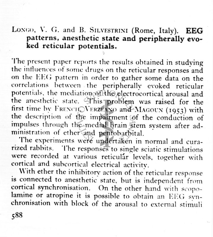 ECG patterns, anesthetic and peripherally evoked reticular  potentials