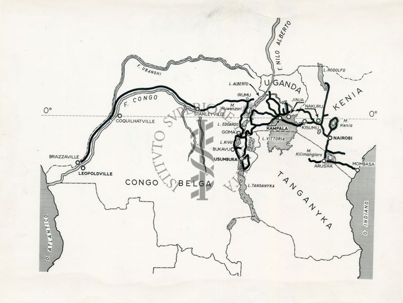 Itinerario del viaggio in Africa Equatoriale del Prof. Marcello Ricci