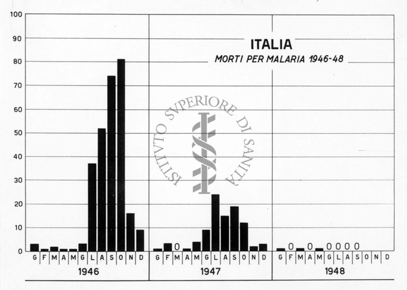 Diagramma riguardante i morti per Malaria nel periodo 1946-48 in Italia