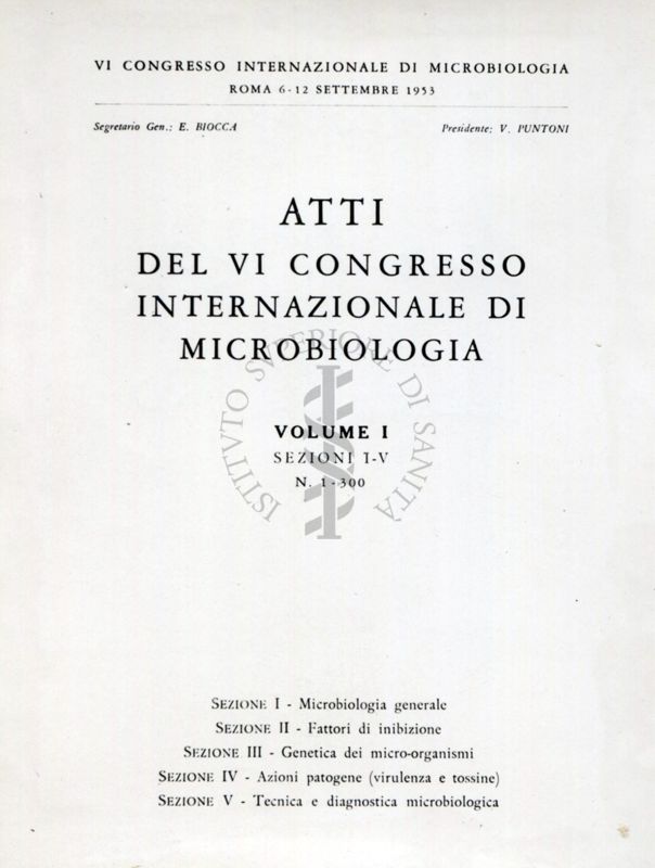 Atti del VI° Congresso Internazionale di Microbiologia  Vol i°