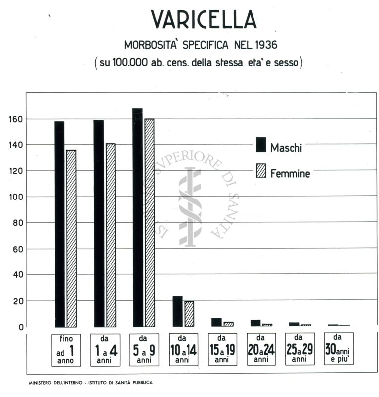 Diagrammi riguardanti la morbosità specifica per la varicella