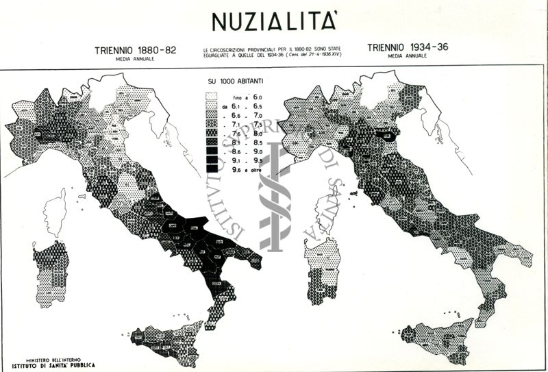 Movimento demografico nelle Province d'Italia - Nuzialità, 1880-82, 1934-36