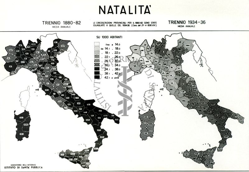 Movimento demografico nelle Province d'Italia - Natalità, 1880-82, 1934-36