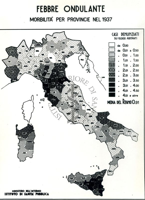 Movimento demografico nelle Province d'Italia - Febbre Ondulante, morbilità per provincie nel 1937