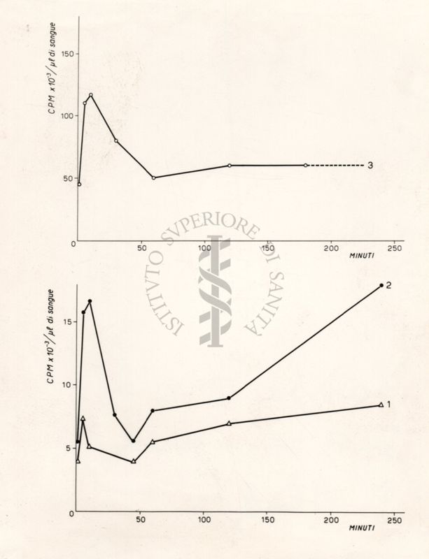 Diagrammi riguardanti la Radioattività del sangue di Blatta