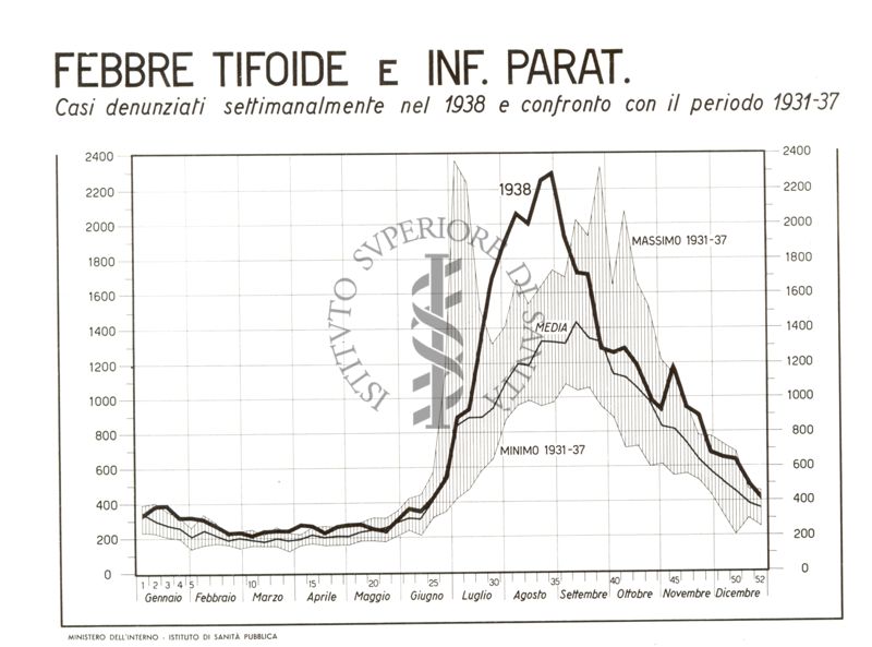 Diagramma riguardante le denunce per Febbre Tifoide e Infezioni Paratifiche