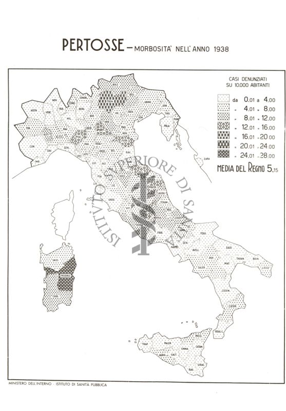 Cartogramma raffigurante la morbosità per Pertosse