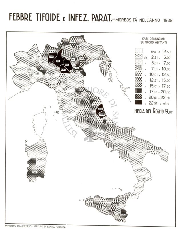 Cartogramma riguardante la morbosità nel Regno, per Scarlattina