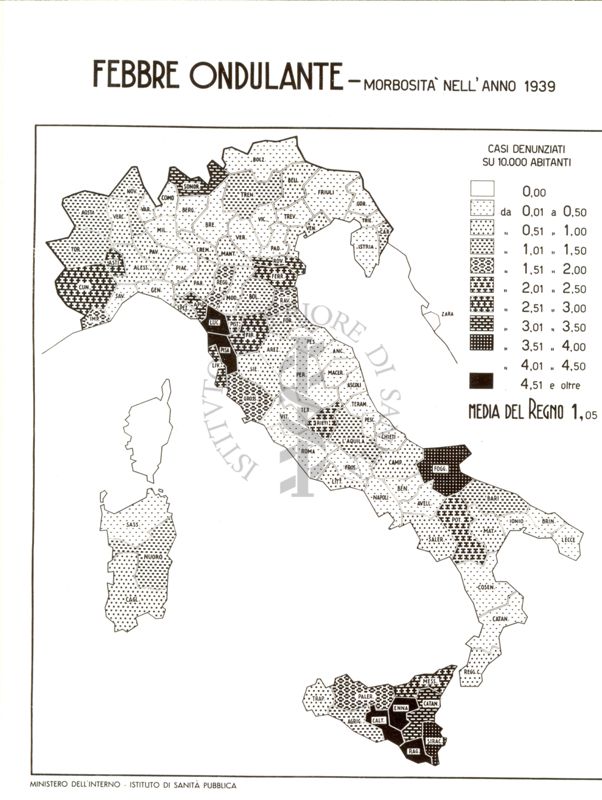 Cartogramma riguardante la morbosità per Scarlattina