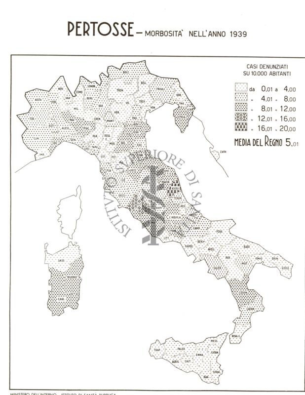 Cartogramma riguardante la morbosità per la Pertosse