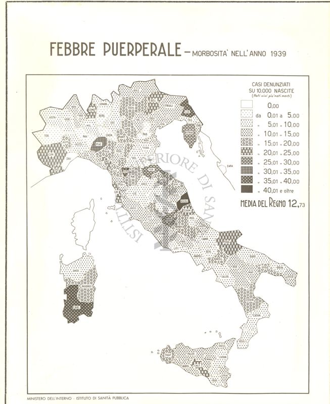 Cartogramma riguardante la morbosità per Febbre Puerperale