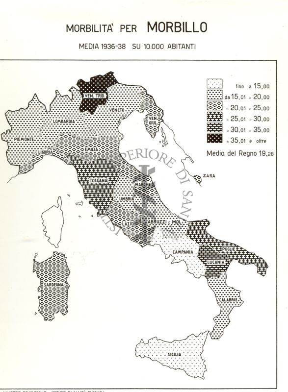 Cartogramma riguardante la morbilità per morbillo