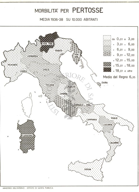 Cartogramma riguardante la Morbilità per la Pertosse