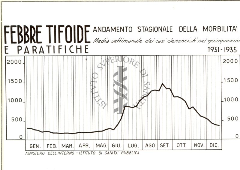 Diagramma riguardante l'andamento stagionale della morbilità per Febbre Tifoide e Infezioni Paratifiche