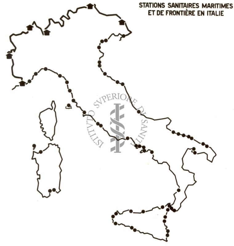 Cartogramma riguardante le Stazioni Sanitarie Marittime e quelle delle Frontiere in Italia