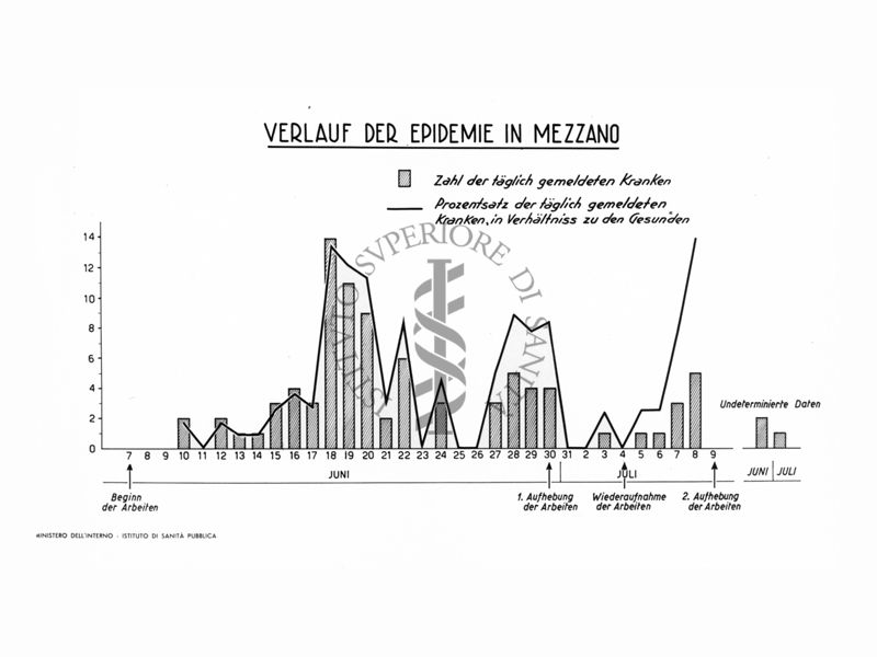 Grafico raffigurante l'epidemia di leptospirosi delle risaie