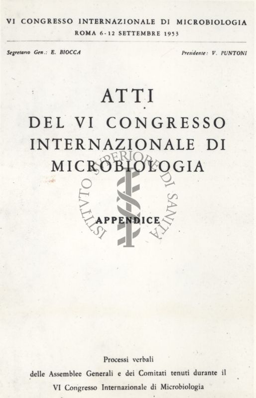 Atti del 6° Congresso Internazionale di Microbiologia - appendici -