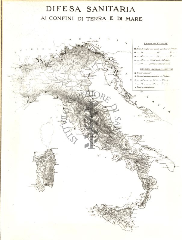 Cartogramma riguardante la difesa sanitaria ai confini di terra e di mare