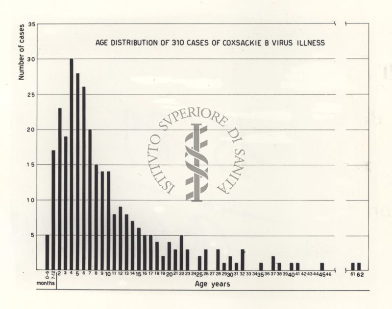 Age distribution of 310 cases of Coxsackie B virus illness