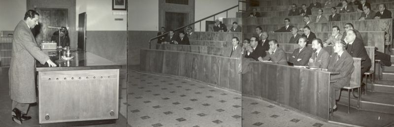 Conferenza del Prof. Ugo Marotta tenuta nell'anfiteatro dell'Istituto Superiore di Sanità.