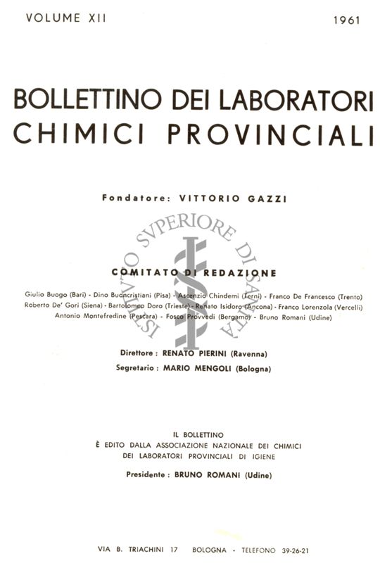 Dal Bollettino dei Laboratori Chimici Provinciali - 1961