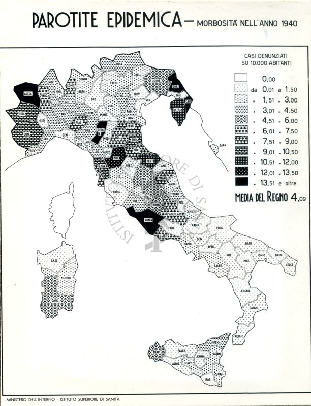 Cartogramma riguardante la morbosità per parotite epidemica