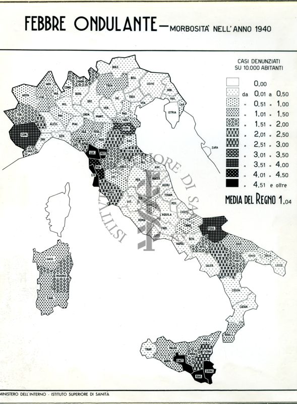 Cartogramma riguardante la morbosità per febbre ondulante