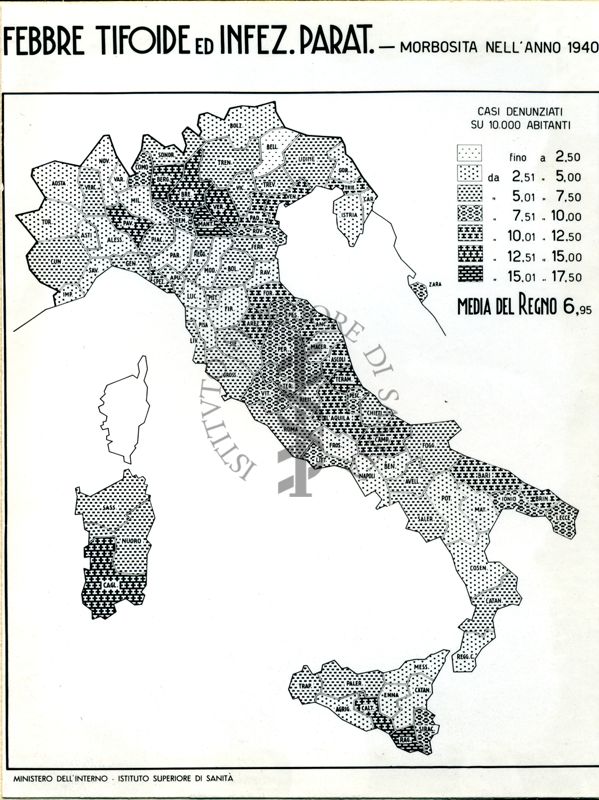 Cartogramma riguardante la morbosità per febbre tifoide ed infezioni paratifiche