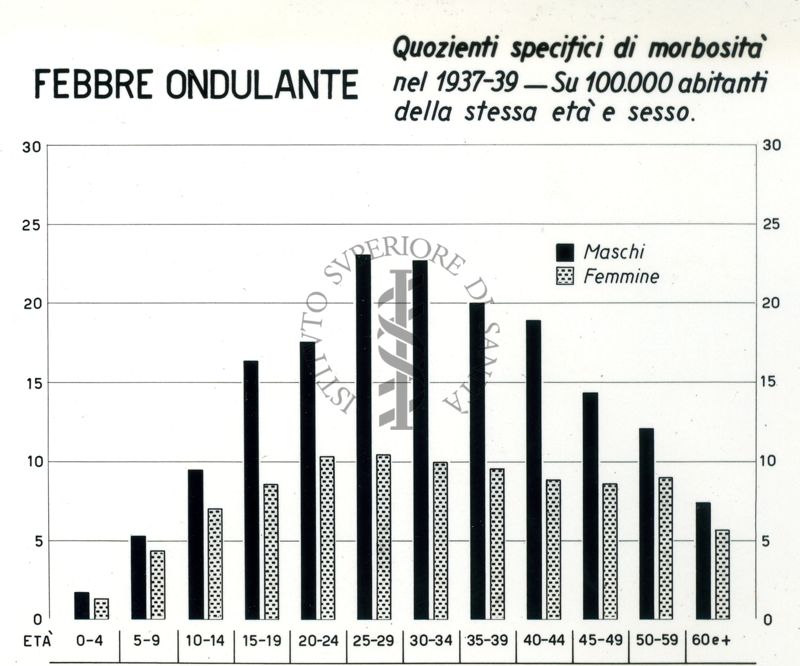 Diagramma riguardante i quozienti specifici di morbosità per febbre ondulante