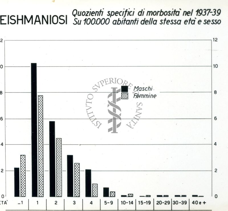 Diagramma riguardante i quozienti specifici di morbosità per Leishmaniosi